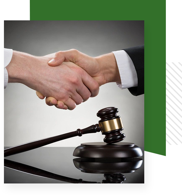 Businessman shaking hands with a lawyer